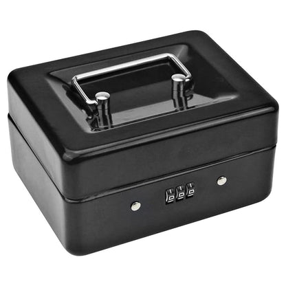 Lockable Cash Box Deposit Petty Cash Money Box with Code Lock Security Safe-Black