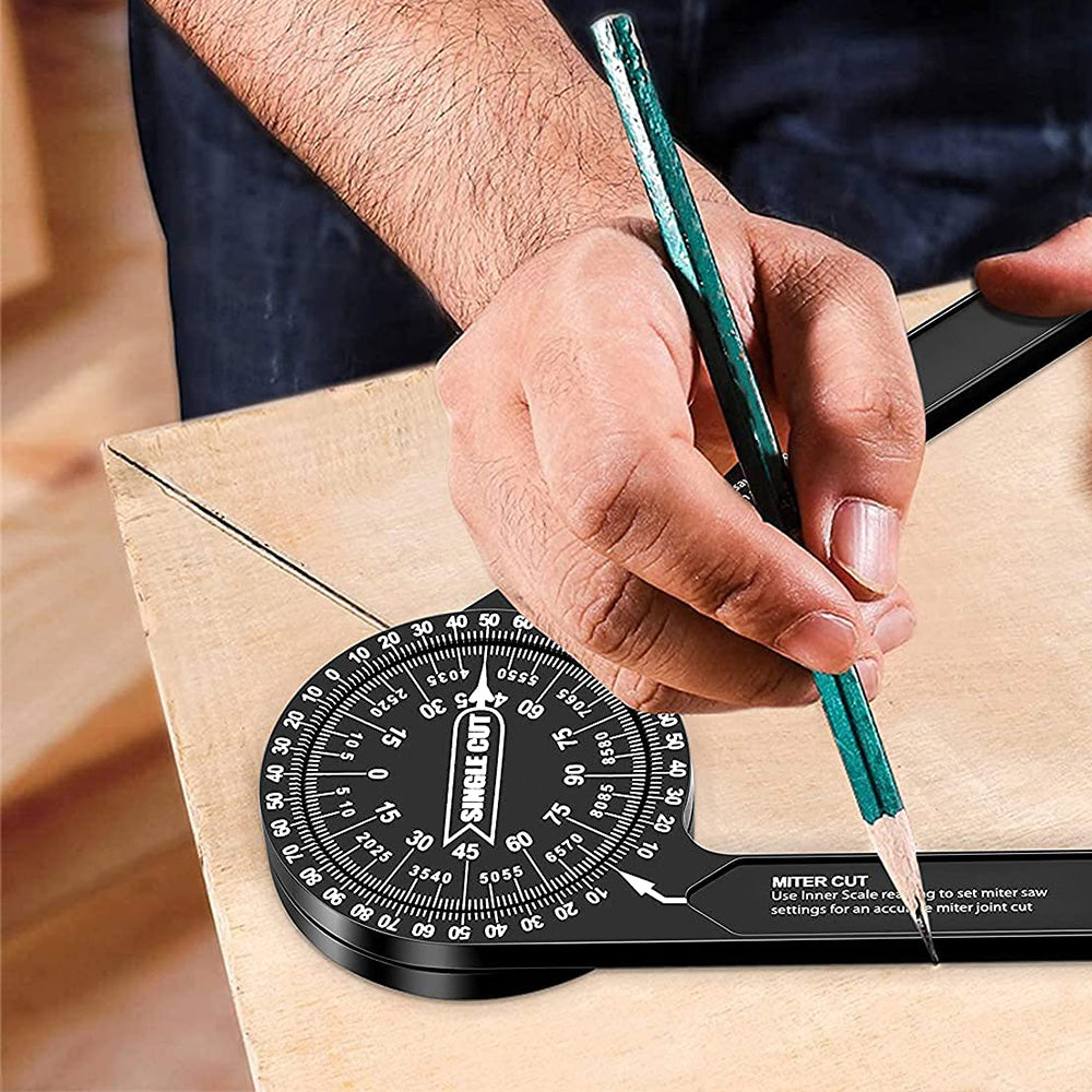 7.28 Inch Aluminum Miter Saw Protractor Angle Finder with Precision Laser Markings