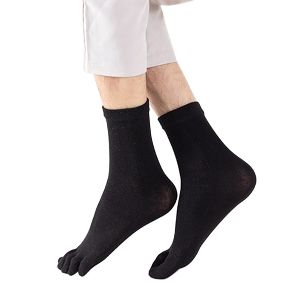5 Piece Mens Breathable Five Toe Socks - Black