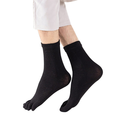 5 Piece Mens Breathable Five Toe Socks - Black