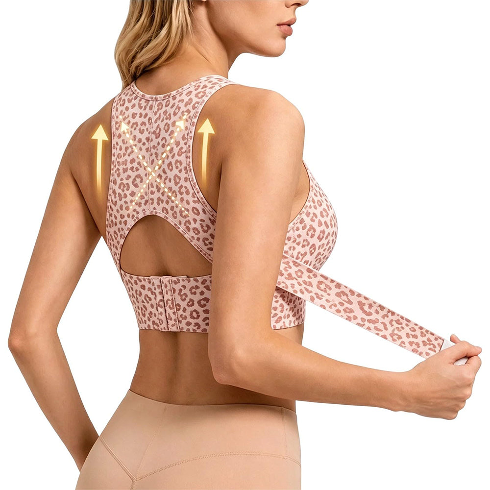 Front Closure Posture Bra Wide Straps Seamless Bra - Pink