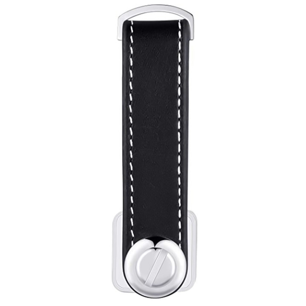 Leather Smart Key Holder Folding Key Organizer Clip Compact Keychain -Black