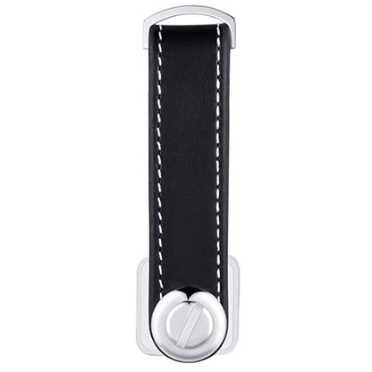 Leather Smart Key Holder Folding Key Organizer Clip Compact Keychain -Black