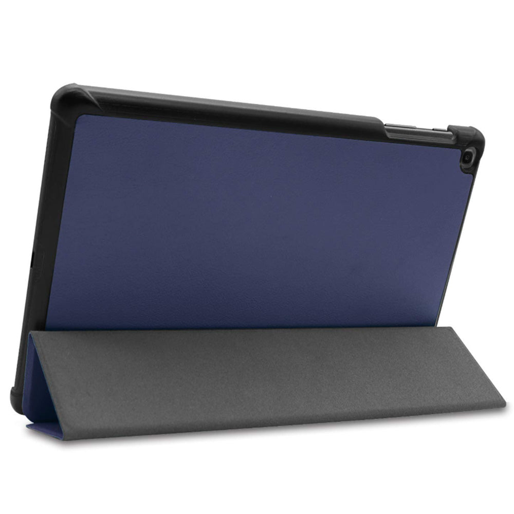 PU Leather Trifold Stand Case for Fire HD 10 2021 2023-Dark Blue