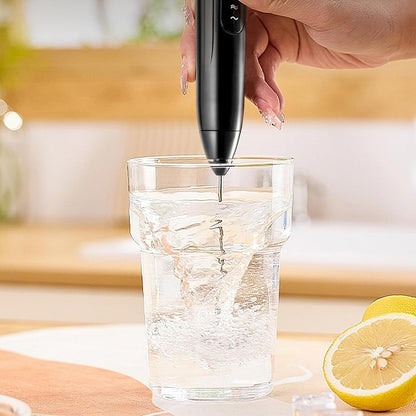 USB Charging Electric Egg Beater Milk Frother Handheld Drink Coffee Foamer-Black