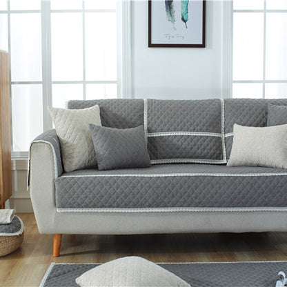 Soft Sofa Cover Quilted Sectional Couch Covers -Grey