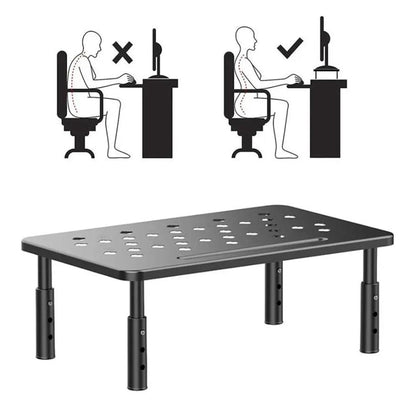 3-Height Adjustable Monitor Riser Laptop Printer Computer Stand Desktop Shelf Black