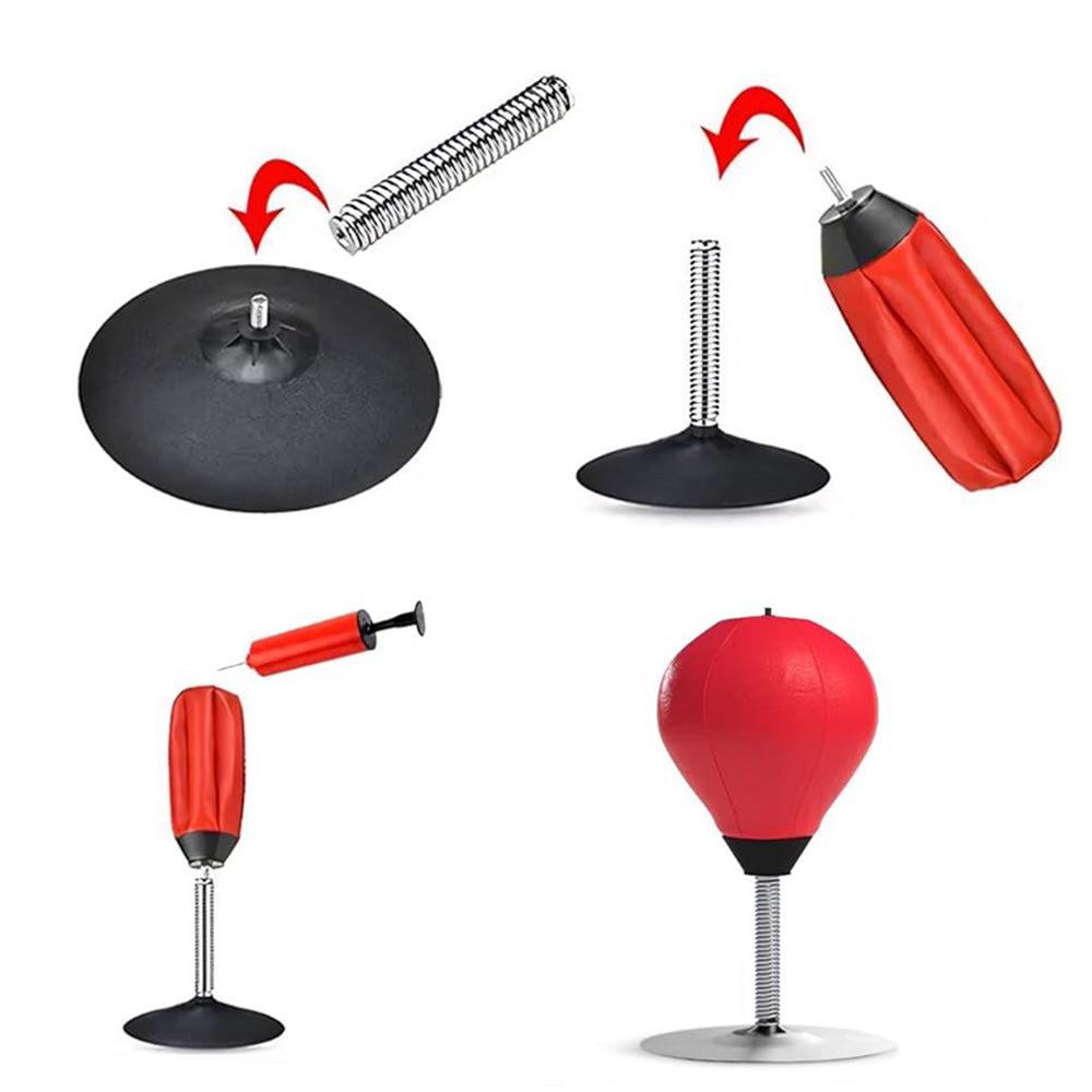 Desktop Punching Speed Ball with Clamp and Suction Cup-Red