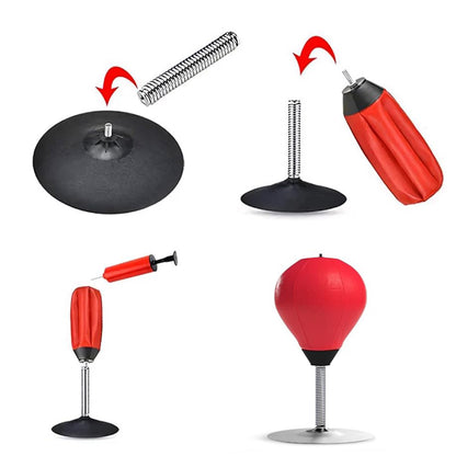 Desktop Punching Speed Ball with Clamp and Suction Cup-Red