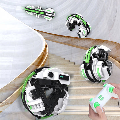 6 Wheel 360 Degree Transforming RC Stunt Car with LED Lights - White
