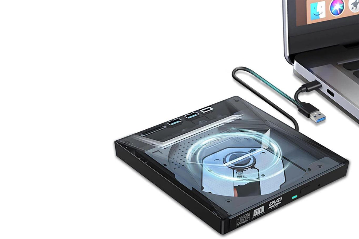 7 in 1 External CD DVD Drive USB3.0 Type-C Writer Burner Player for Laptop Windows