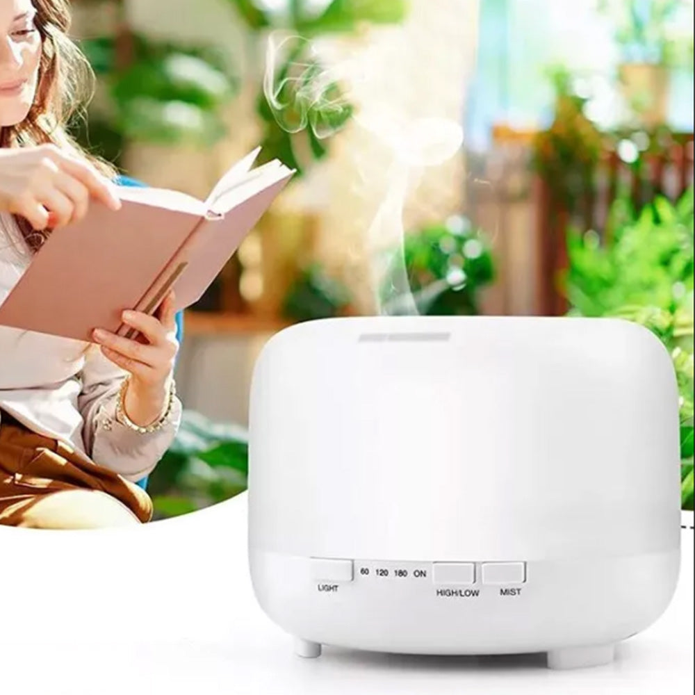500ML Ultrasonic Aroma Diffuser Colorful LED Essential Oil Air Humidifier Purifier White