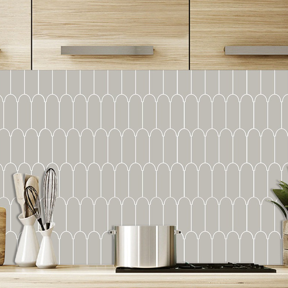 Arch shape Wall Stickers Water Resistant Wallpaper Removable Decal for Kitchen Bathroom -Grey