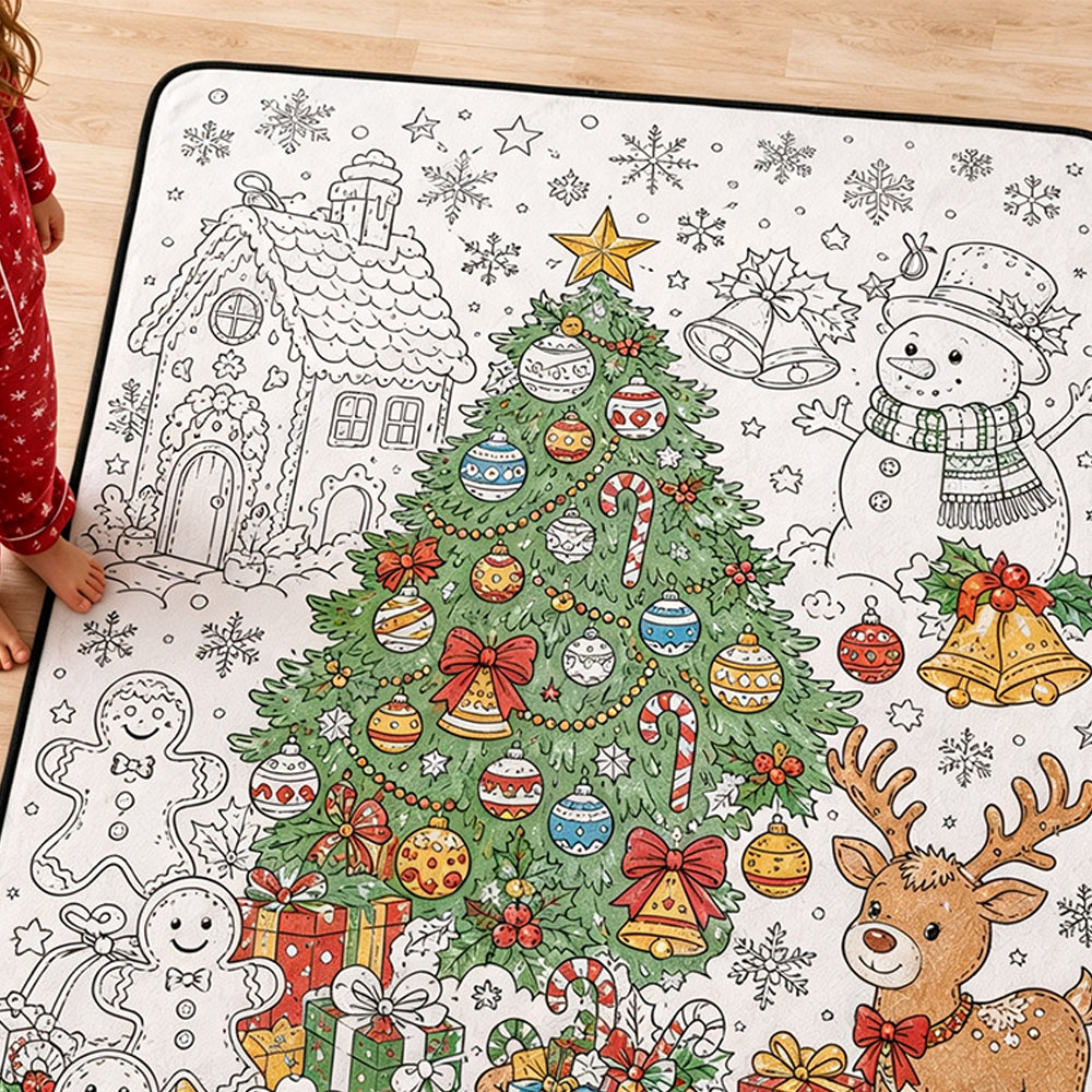 DIY Coloring Graffiti Christmas Blanket Drawing Blanket for Adults - Style1