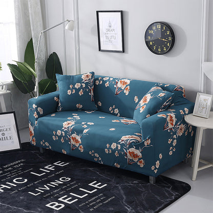Printed Water Resistant Slipcover Stretch Couch Cover -Blue