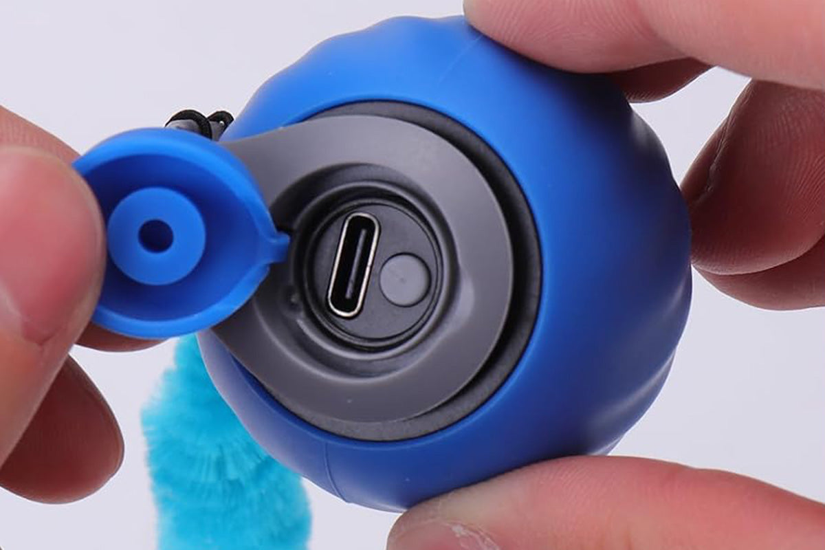 Interactive Cat Toy Ball Automatic Cat Toys Indoor Cats with 3 Tails -Blue