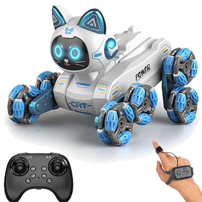 Smart Robot Cat 8 Wheel Gesture Sensing Smart Toy Cat - Blue