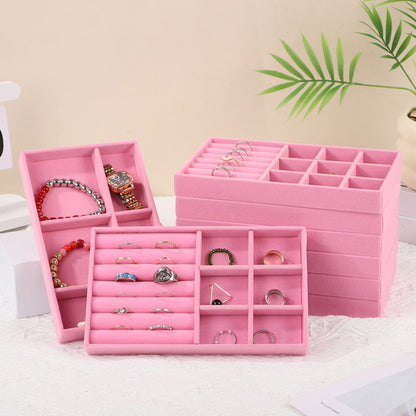 4pcs Stackable Jewelry Organizer Boxes Set for Earrings Rings Necklaces Bracelets-Pink