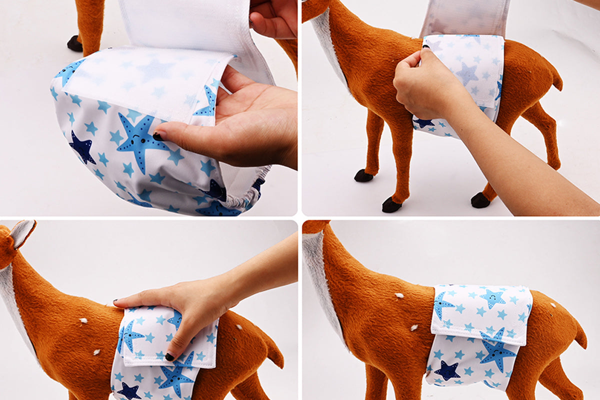 3Pcs Washable Male Dog Diapers with Adjustable Belly Bands