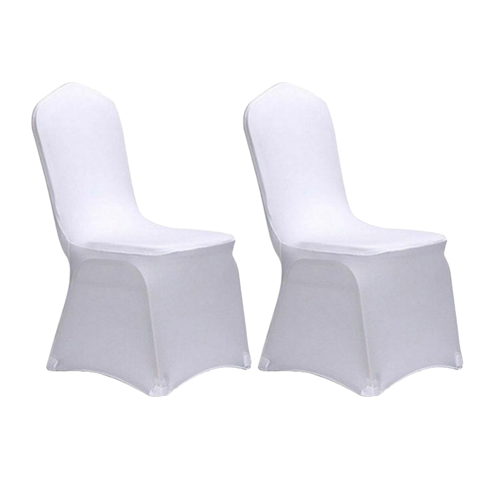 2Pcs Stretch Solid Colour Chair Cover for Wedding Party Decoration -White