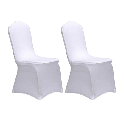 2Pcs Stretch Solid Colour Chair Cover for Wedding Party Decoration -White