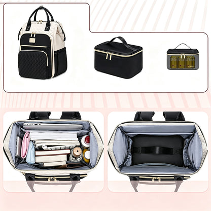 2-in-1 Laptop Backpack with Lunch Bag-Black