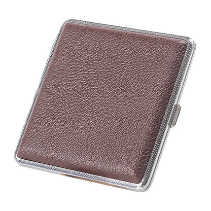 Portable PU Leather Cigarette Case Fashion Design Holds 20 Cigarettes-Brown