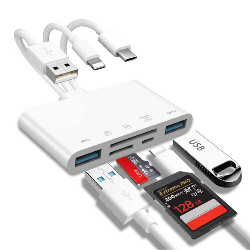 5-in-1 Memory Card Reader USB OTG Adapter SD Card Reader for iPhone iPad