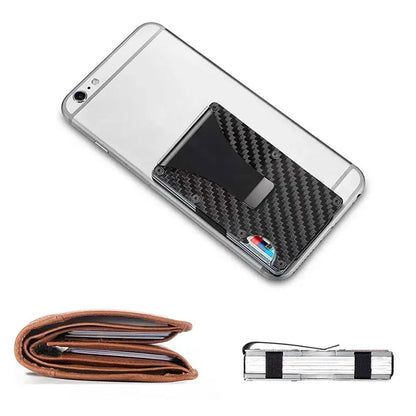 RFID Blocking Wallet Travel ID Card Holder with Metal Clip Black