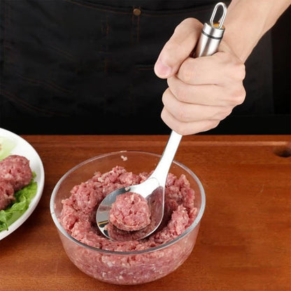 4 Piece Stainless Steel Meatball Maker Spoon and Auxiliary Spoon Set