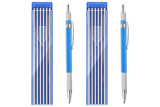2Pcs 2B Lead Holder Pen Automatic Mechanical Drafting Drawing Pencil Art Tool With Refills Case-Blue Pencil With Silver Refills