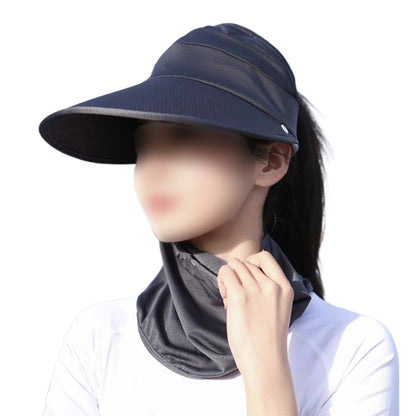 2 Pack Wide Brim Sun Shade Hat with Ponytail Hole Detachable Breathable Face Cover Neck Flap Grey Black