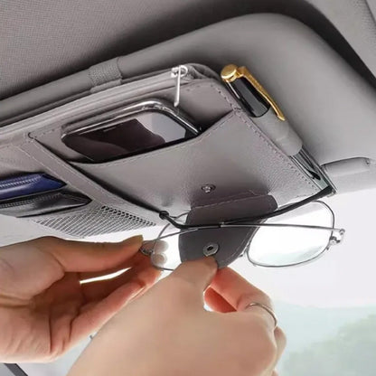 Car Sun Visor Organizer with License & Sunglasses Holder Gray