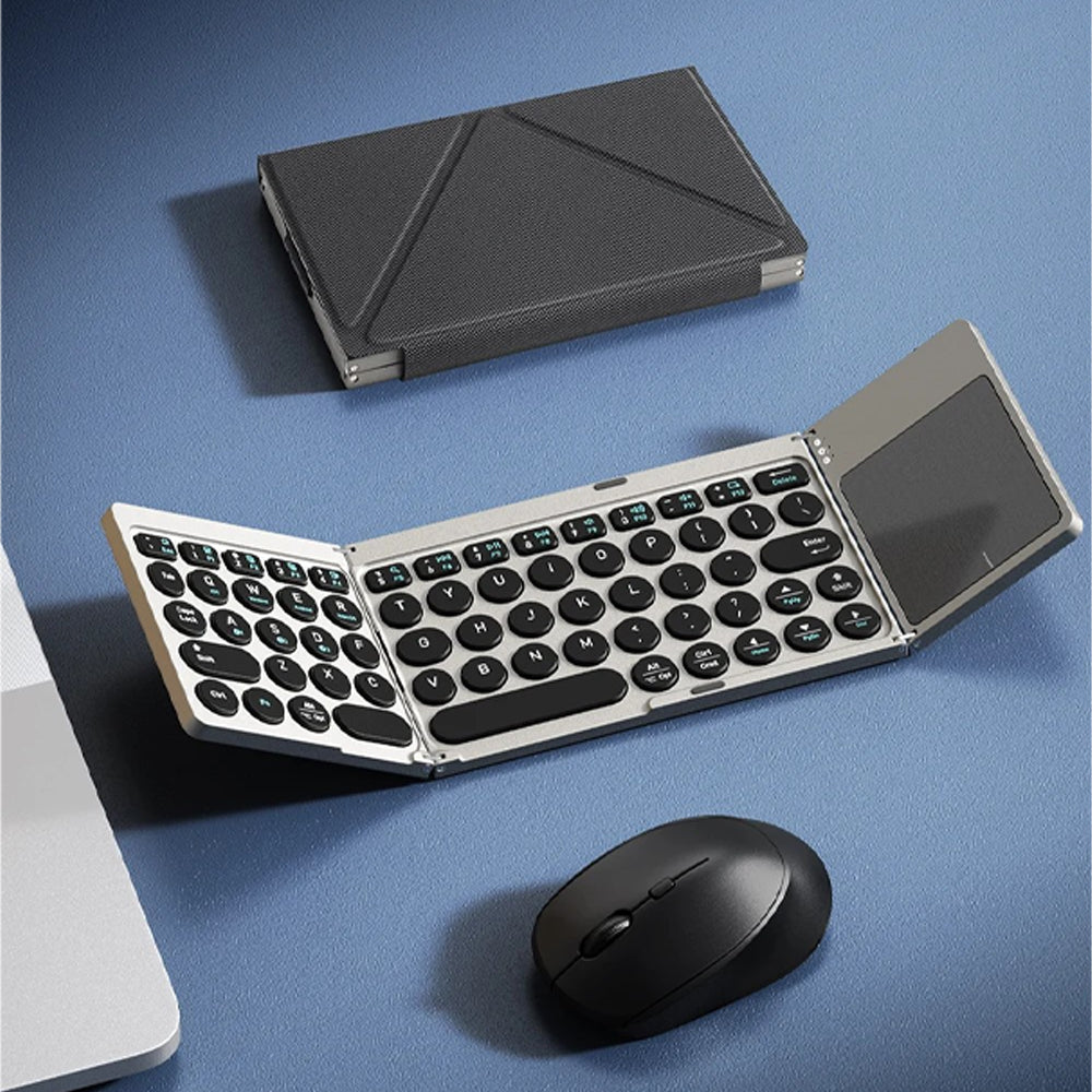Tri Fold Bluetooth Keyboard with Touchpad Stand
