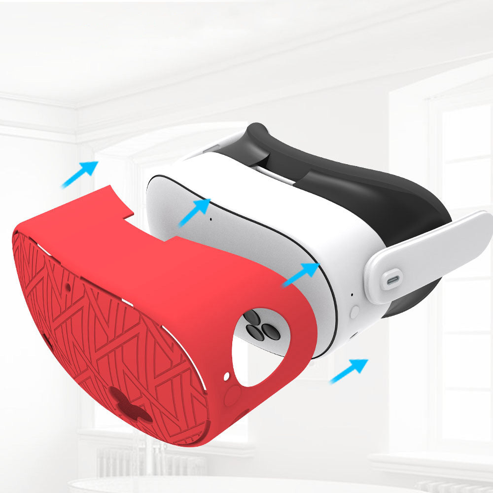 7-Piece Silicone Protective Case Set for Meta Quest 3S VR Headset Accessories Red