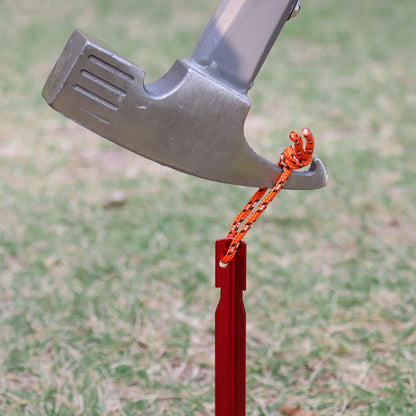 8Pcs Aluminum Alloy Tent Stakes Outdoor Camping Trip Tent Peg with Rope Red
