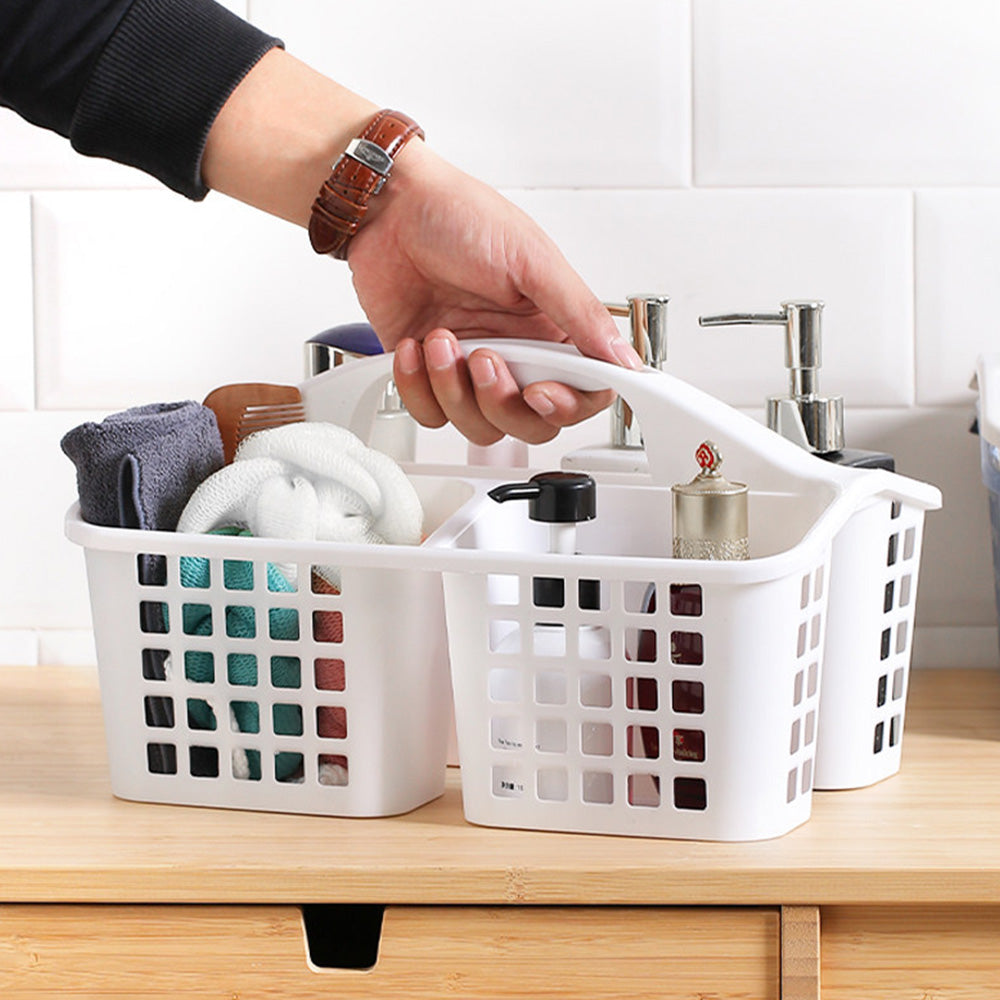 4 PCS Shower Caddy 3 Compartments Plastic Organizer Basket-White