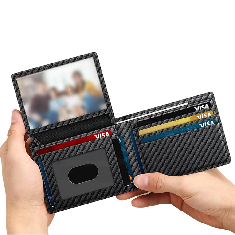 Men’s Slim RFID Shielding Microfiber Wallet Card Holder with Money Clip