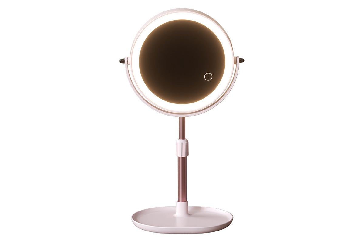 Adjustable Height Dual-Sided LED Makeup Mirror with 3 Color Lighting
