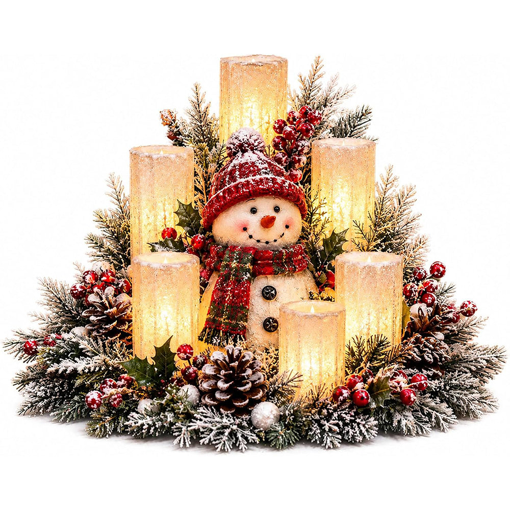Christmas Decoration Candle Light Resin Christmas Table Centerpieces - Snowman