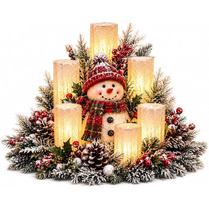Christmas Decoration Candle Light Resin Christmas Table Centerpieces - Snowman