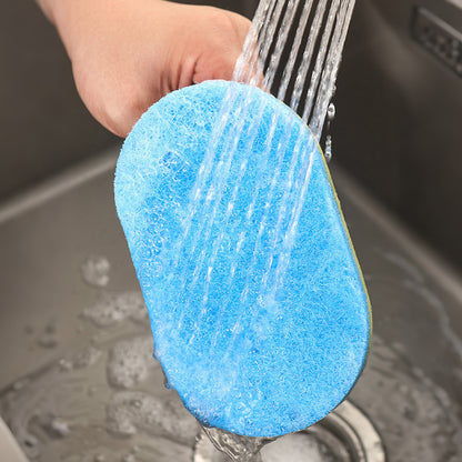 5 Piece Multi Layer Sponge Cleaning Brush Set for Kitchen Bathroom - Blue