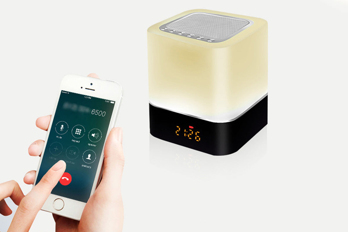 Bluetooth Music Speaker Alarm Clock Touch LED Night Light Desk Bedside Lamp