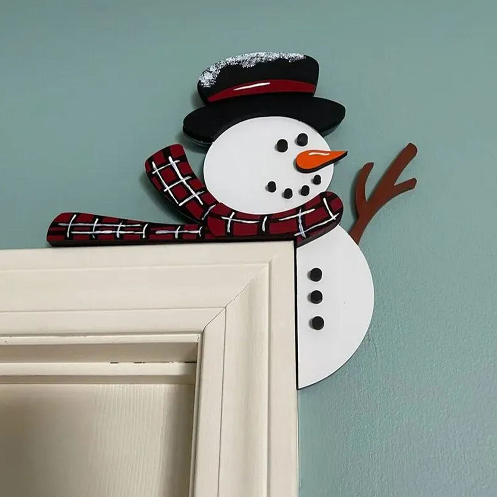 Christmas Door Topper Ornament Wooden Corner Door Frame Corner Sign Decorations Windows Walls DIY Craft Style 1