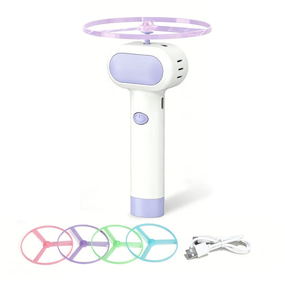 Cat Toy Disc Launcher Cat Fetch Toy UFO Flyer Cat Disc Launcher with Lights-Purple