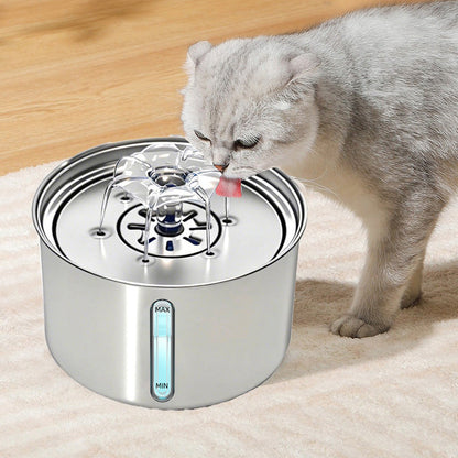 3L Stainless Steel Cat Water Fountain ¨C Automatic Electric Pet Drinking Dispenser for Cats and Dogs