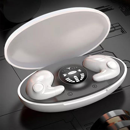 Invisible Sleep Earphone Wireless  Bluetooth 5.3 Headphones Hidden Earbuds with Charging Case White