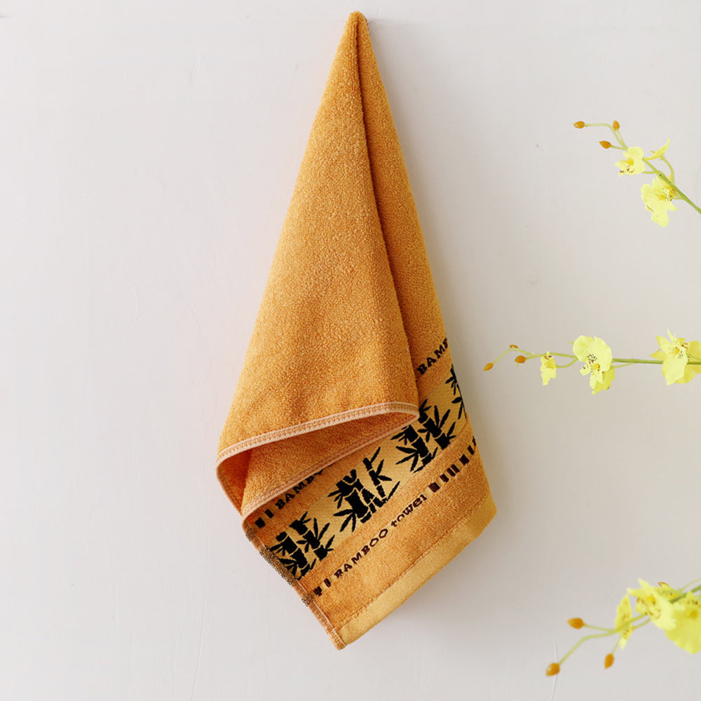 3Pcs Quick Absorbent Towels Soft Bamboo Fiber Home Bath Towel Washcloth Hand Towels Yellow