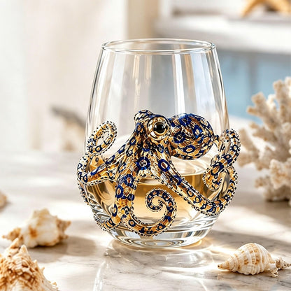 Handcrafted Marine Animal Glass Cup for Bar Home-Octopus