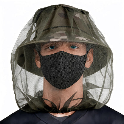 5PCS Mosquito Head Net Bug Hat for Camping Hiking Fishing and Gardening Army Green